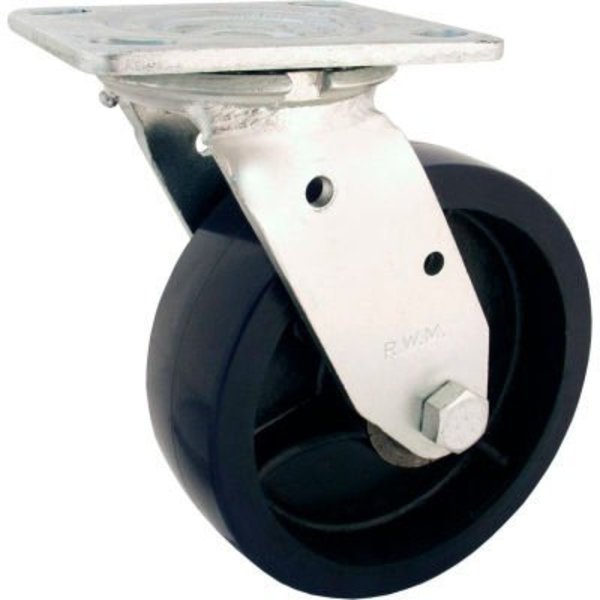Rwm Casters 6in Urethane on Iron Wheel Swivel Caster with Optional Mounting Plate 46-UIR-0620-S-43ST